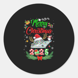 Prettig Kruisfeest 2025 Kerstman Rendier Kruis Ronde Sticker