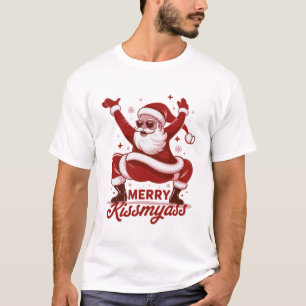 Prettig Kusse-mijn-achterwerk Snarky Kerstmis Sarc T-shirt