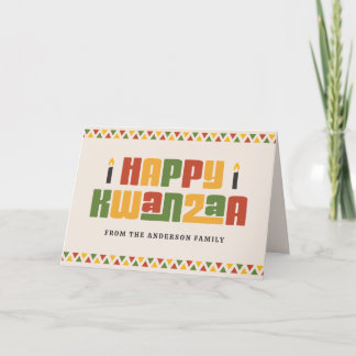 Prettig Kwanzaa zwarte kaars rode groene gele rand Feestdagen Kaart
