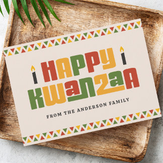 Prettig Kwanzaa zwarte kaars rode groene gele rand Feestdagenkaart