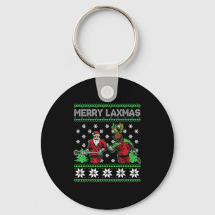 Prettig Laxmas Grappige Kerst Lacrosse Speler Fees Sleutelhanger