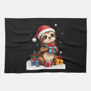 Prettig LuiaardKerstmis leuke Kerstmis luiaard Ker Theedoek