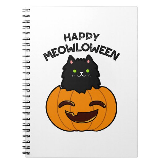 Prettig Meowloween Grappige Halloween Grappen Notitieboek (Voorkant)