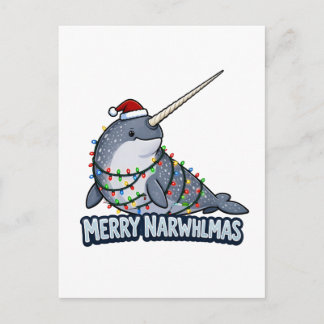 Prettig Narwhalmas Narwal Kerstlichtjes Funny Briefkaart