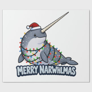 Prettig Narwhalmas Narwal Kerstlichtjes Funny Cadeaupapier