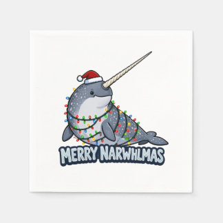 Prettig Narwhalmas Narwal Kerstlichtjes Funny Servet