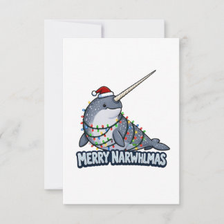 Prettig Narwhalmas Narwal Kerstverlichting Grappig Bedankkaart