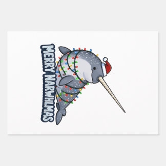 Prettig Narwhalmas Narwal Kerstverlichting Grappig Inpakpapier Vel