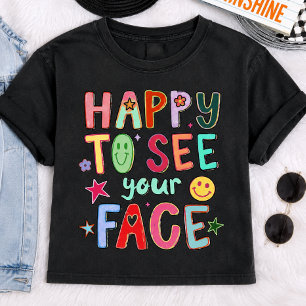 Prettig om je gezicht te zien Retro Smiley Grafisc T-shirt
