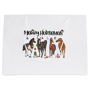 Prettig Paardenfeest Paard Bloem Kerstmis Equine Groot Cadeauzakje