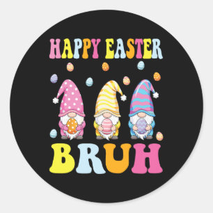 Prettig Pasen Broer Funny Gnomies Konijn Eieren Jo Ronde Sticker