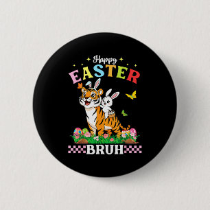 Prettig Pasen Broer Knuffel Tijger Konijn Oren Man Ronde Button 5,7 Cm