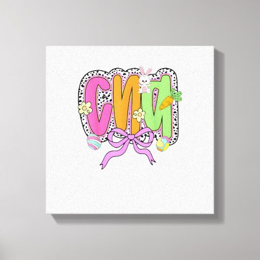 Prettig Pasen CNA Verpleegster Coquette Strik Koni Canvas Afdruk (Voorkant)