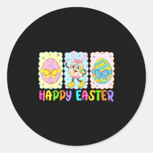 Prettig Pasen Coquette Strik Grappige Paaseieren K Ronde Sticker