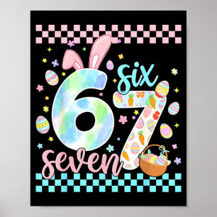 Prettig Pasen Dag Grappig 67 Zes Zeven Konijn Eier Poster