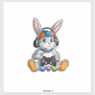 Prettig Pasen Dag Konijn Ei Grappige Jongens Meisj Sticker