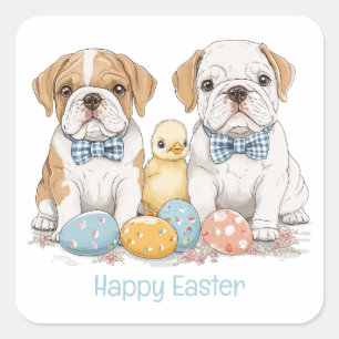 Prettig Pasen Engelse Bulldogs Vierkante Sticker