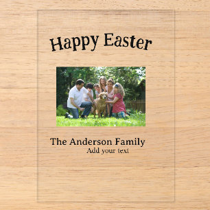 Prettig Pasen familie foto naam tekst hereniging e Acryl Uitnodigingen