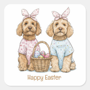 Prettig Pasen Goldendoodle Honden Vierkante Sticker