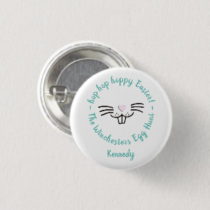 Prettig Pasen grappig konijn gezicht aangepaste na Ronde Button 3,2 Cm
