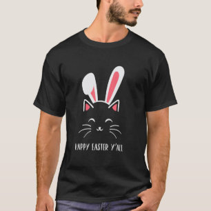 Prettig Pasen Grappige Konijn Oren Kat Kattengezic T-shirt