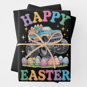 Prettig Pasen Grappige Monster Truck Verplettert E Inpakpapier Vel