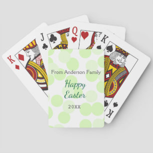 Prettig Pasen grijs groene polka stippen familiena Pokerkaarten