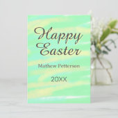 Prettig Pasen groen geel pastel grijs naam jaar  Kaart (Staand voorkant)