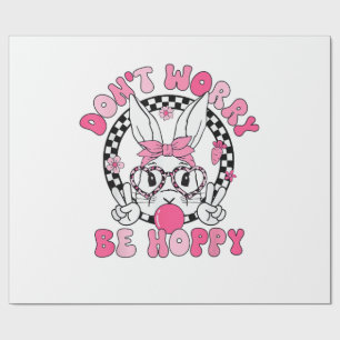 Prettig Pasen Groovy Bunny Face Don't Worry Be Hop Cadeaupapier