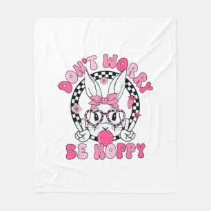 Prettig Pasen Groovy Bunny Face Geen zorgen wees H Fleece Deken