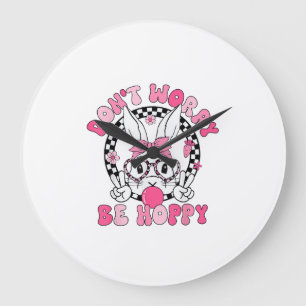 Prettig Pasen Groovy Bunny Face Geen zorgen wees H Grote Klok