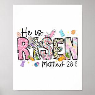 Prettig Pasen Hij Is Opgewekt Jezus Mattheüs 28:6  Poster
