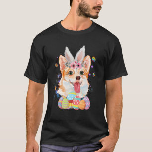 Prettig Pasen Kleurige Konijn Corgi Bloemen EAS T-shirt
