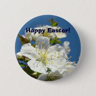 Prettig Pasen! knoppen Kersenbloesem Bloemen Ronde Button 5,7 Cm