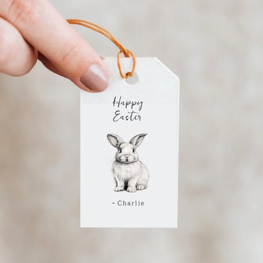 Prettig Pasen Knuffel Konijn Cadeaulabel