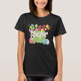 Prettig Pasen Knuffel Konijn Eieren Zoeken Voor J T-shirt