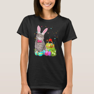 Prettig Pasen Knuffel Konijn Kat Eieren Mand Meisj T-shirt