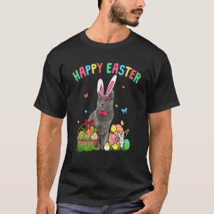 Prettig Pasen Knuffel Konijn Kat Met Pasen Eieren T-shirt