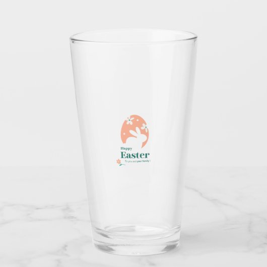 Prettig Pasen – Konijn & Ei Bloemendesign Glas (Voorkant)