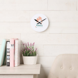 Prettig Pasen – Konijn & Ei Bloemendesign Ronde Klok