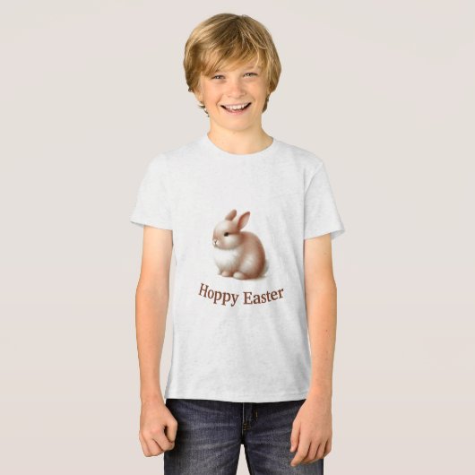 Prettig Pasen Konijn | Leuke Kinderen Pasen T-Shir Tri-Blend Shirt (Voorkant volledig)