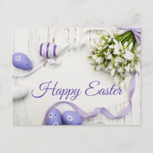Prettig Pasen Lente Bloemen, Paarse Geschilderde E Briefkaart