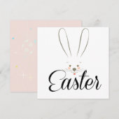 Prettig Pasen Lentebloemen Mooie Konijn Paaseieren Feestdagenkaart (Voorkant / Achterkant)