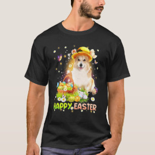 Prettig Pasen Lieve Konijn Hond Corgi Eieren Mand T-shirt