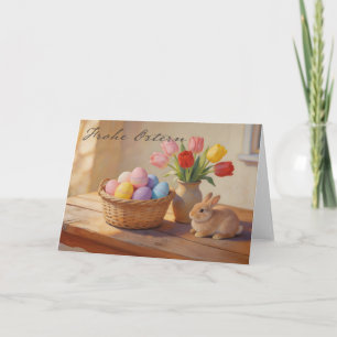 Prettig Pasen met gekleurde eieren en tulpen Kaart