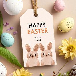 Prettig Pasen met twee schattige baby konijntjes Cadeaulabel