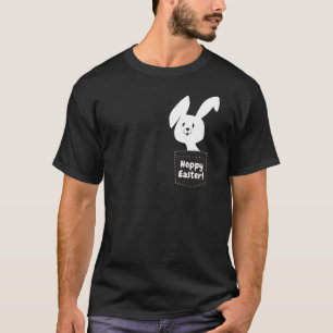Prettig Pasen met zwart-wit konijn cartoon T-shirt