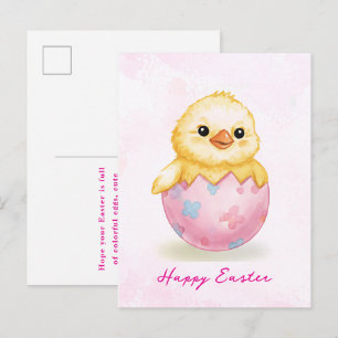 Prettig Pasen Mooie Baby Kuiken Waterverfkaart Briefkaart