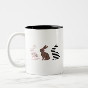 Prettig Pasen Mooie Pasen Luipaard Konijn Tweekleurige Koffiemok