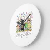 Prettig Pasen Schattige Kattenliefhebber Konijn Pa Grote Klok (Hoek)